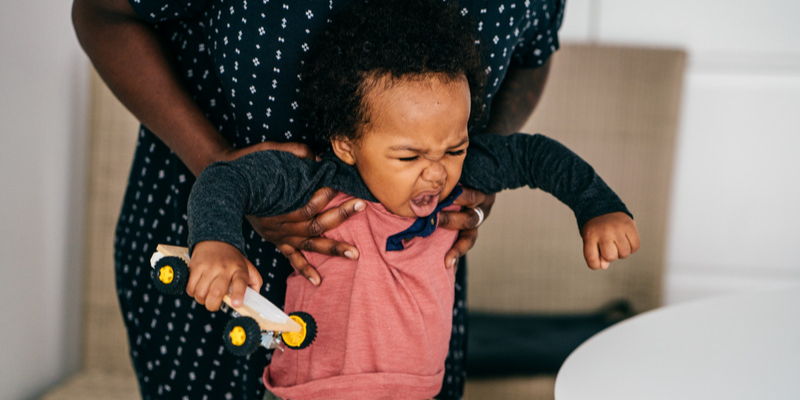 Grumpy toddler crying