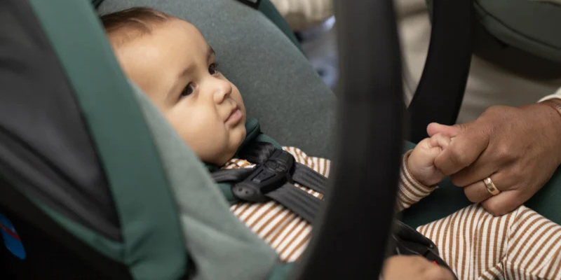 Baby in Maxi-Cosi Mico Luxe+ infant car seat