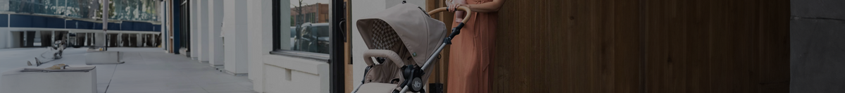 Mother holding baby while strolling in a Bumbleride Era stroller