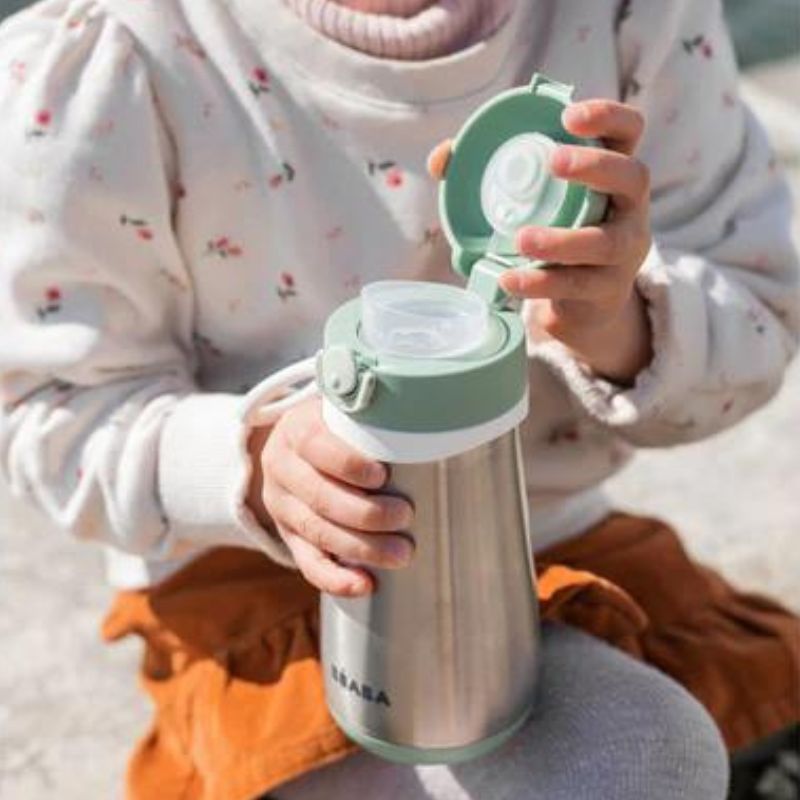 Stainless Steel Kids Water Bottle Sage