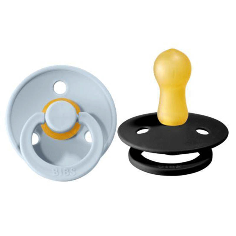 Natural Rubber Pacifier Combo - 2 Pack Baby Blue & Black
