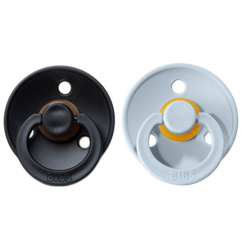 Natural Rubber Pacifier Combo - 2 Pack baby blue & black
