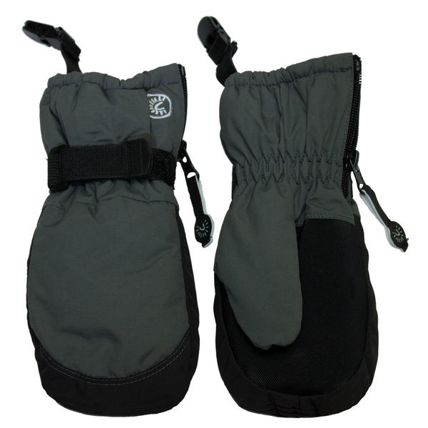 Zipper Mittens with Clips charcoal