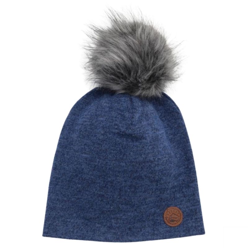 Pom Pom Knit Slouchy Beanie Blue