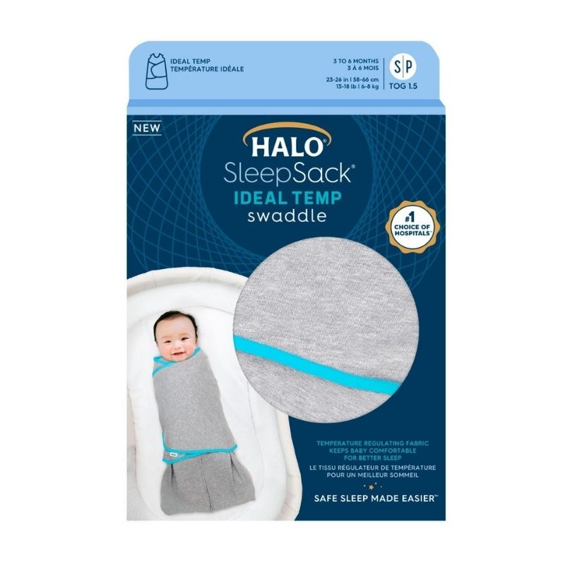 Temperature Regulating Sleepsack Swaddle Grey Aqua