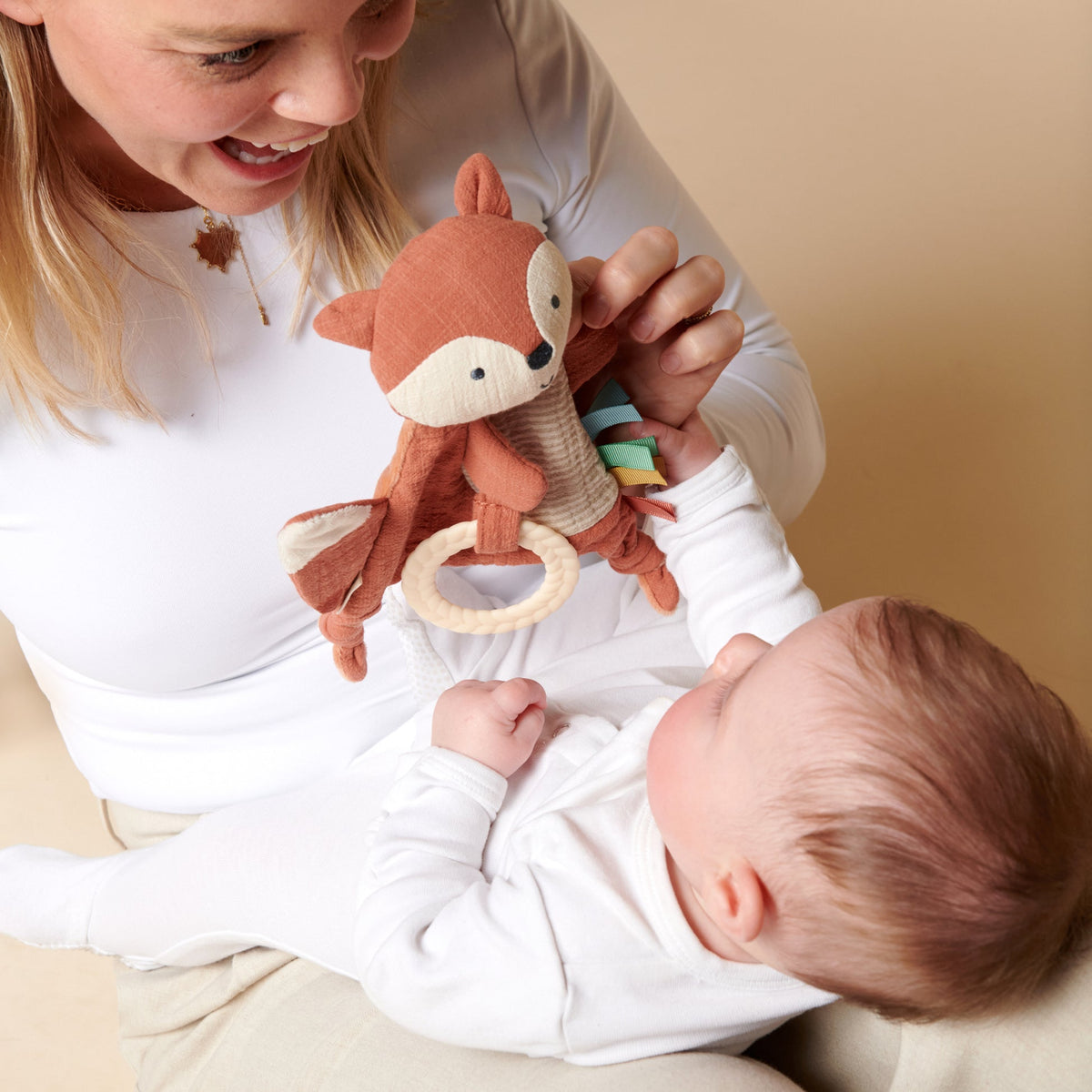 Bitzy Crinkle Sensory Crinkle Toy with Teether