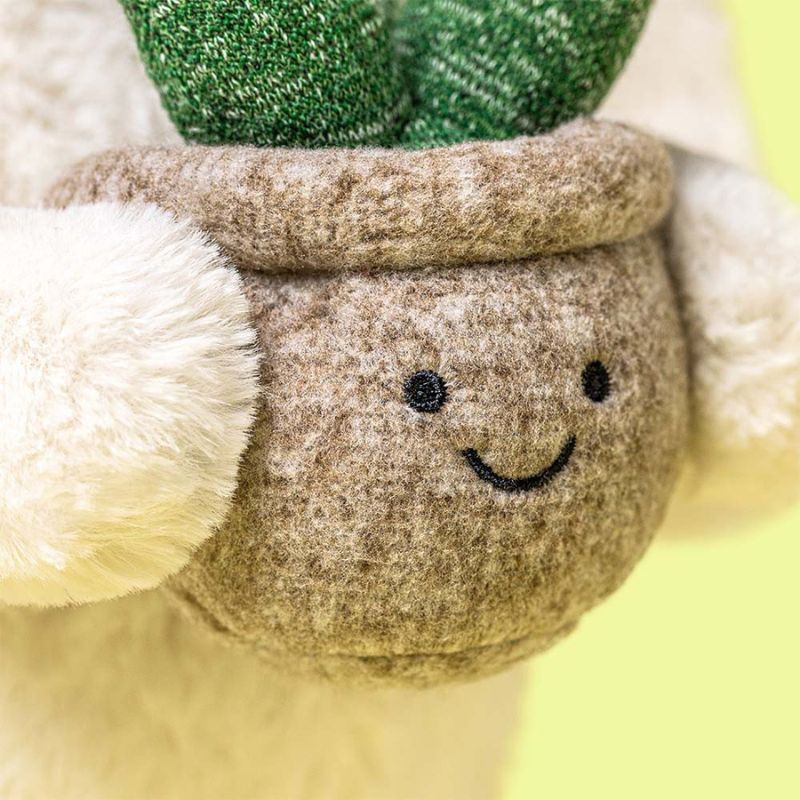 Cream Bunny with Plant Plush Toy