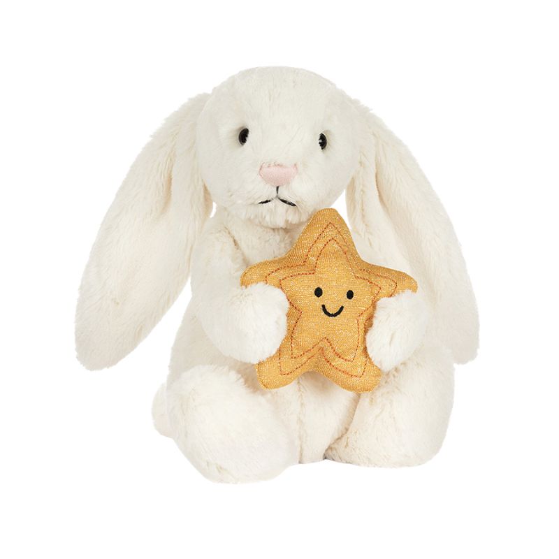 Cream Bunny with Star Plush Toy