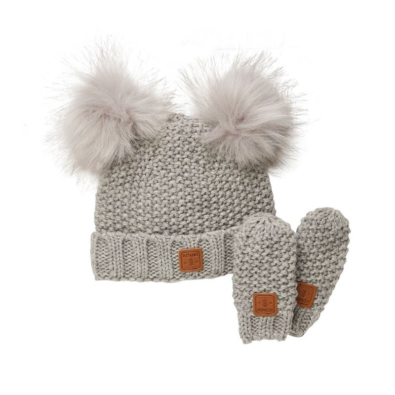 Adorable Knit Toque and Mittens Set - Infants Grey