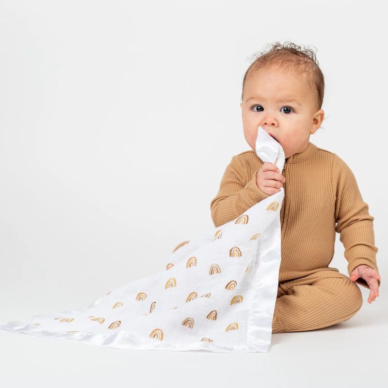 Cotton Muslin Security Blankets Rainbows