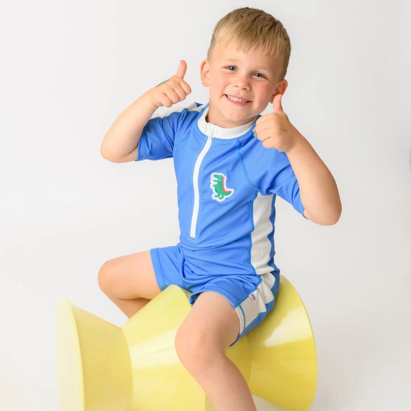 Boys Short Sleeve 1 Piece Swimsuit