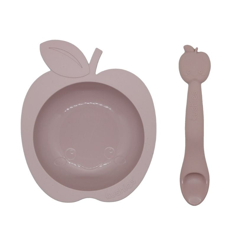 Silibowl and Spoon Set Rose Apple
