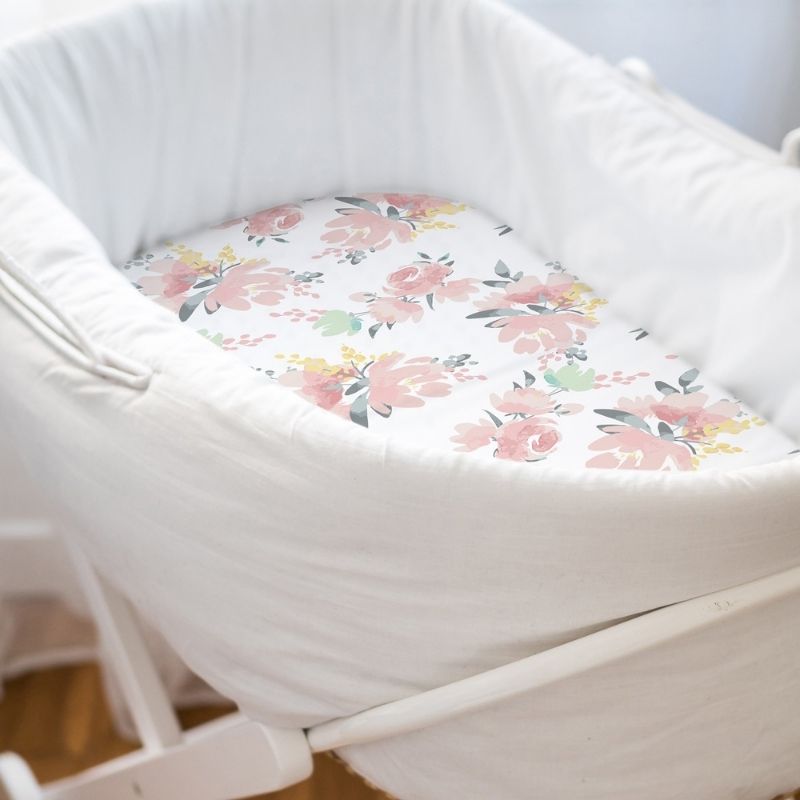 Percale Dream - Bassinet Sheets Watercolour Flowers