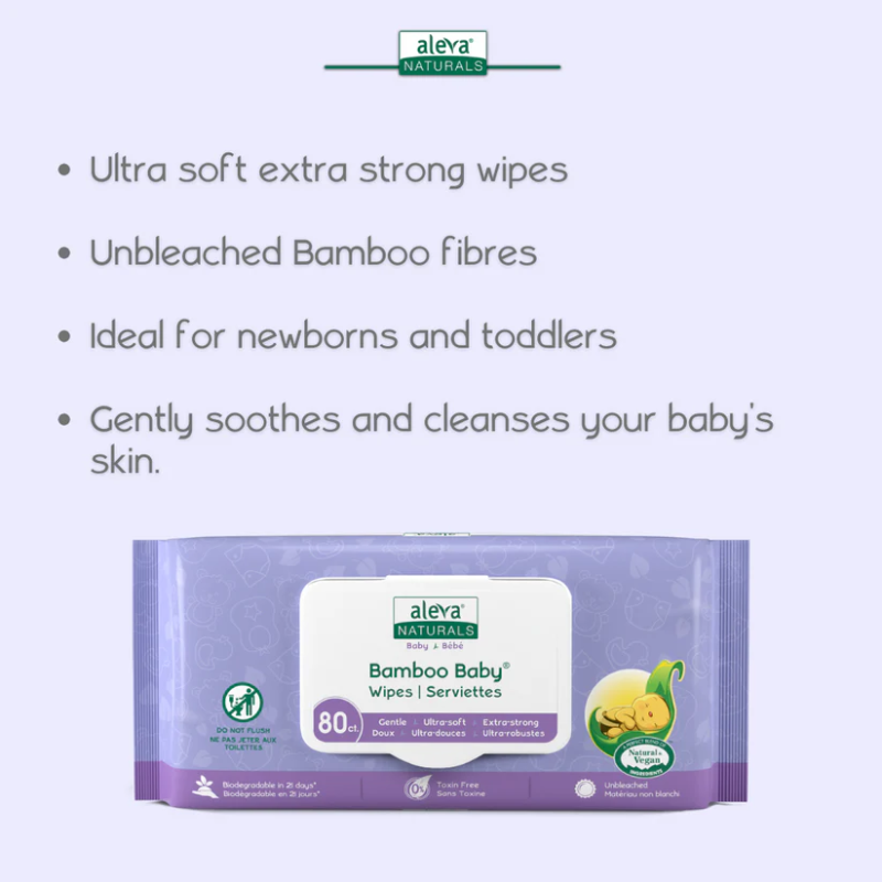 Lingettes bébé en bambou - paquet de 80
