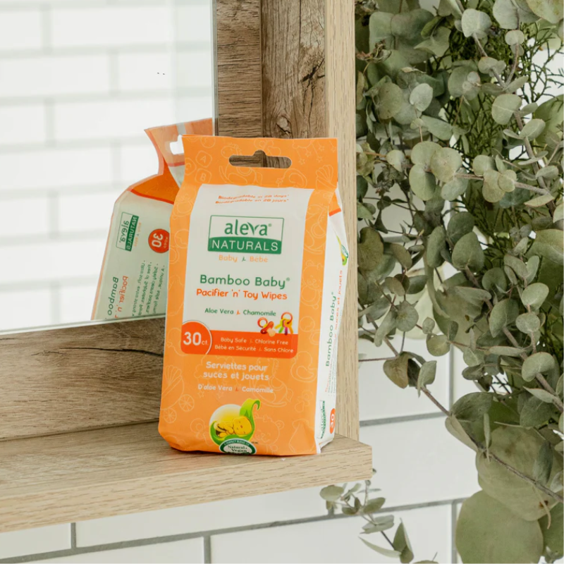 Sucette en bambou et lingettes pour jouets 30 ct