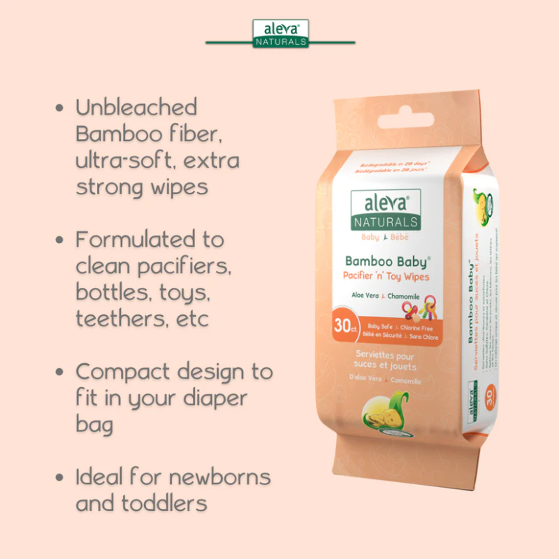 Sucette en bambou et lingettes pour jouets 30 ct