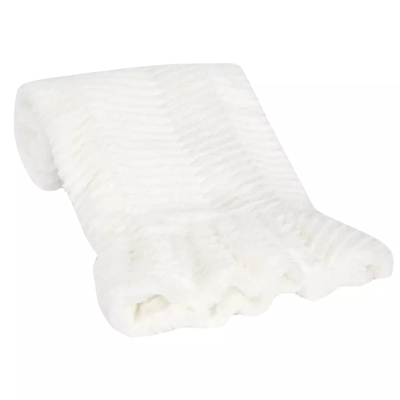 Signature White Ruffled Lux Minky/Jersey Chevron Baby Blanket