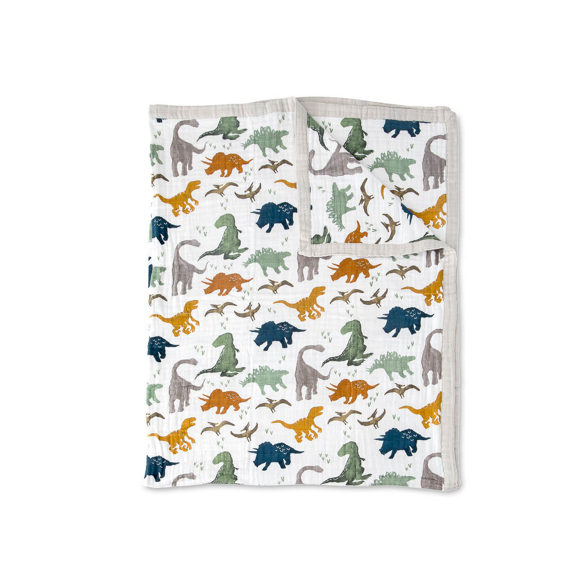 Big Kid Cotton Muslin Quilt dino friends