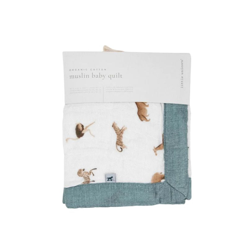 Organic Cotton Muslin Baby Quilt  Animal Crackers