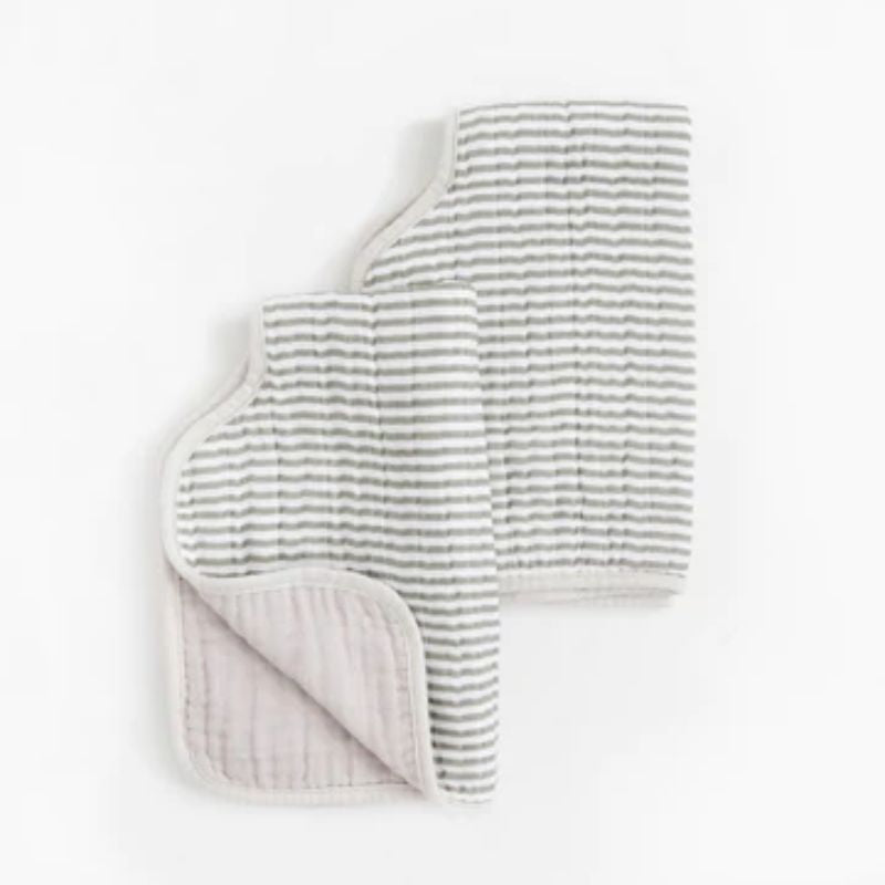 Cotton Muslin Burp Cloth - 2 - Pack Grey Stripe