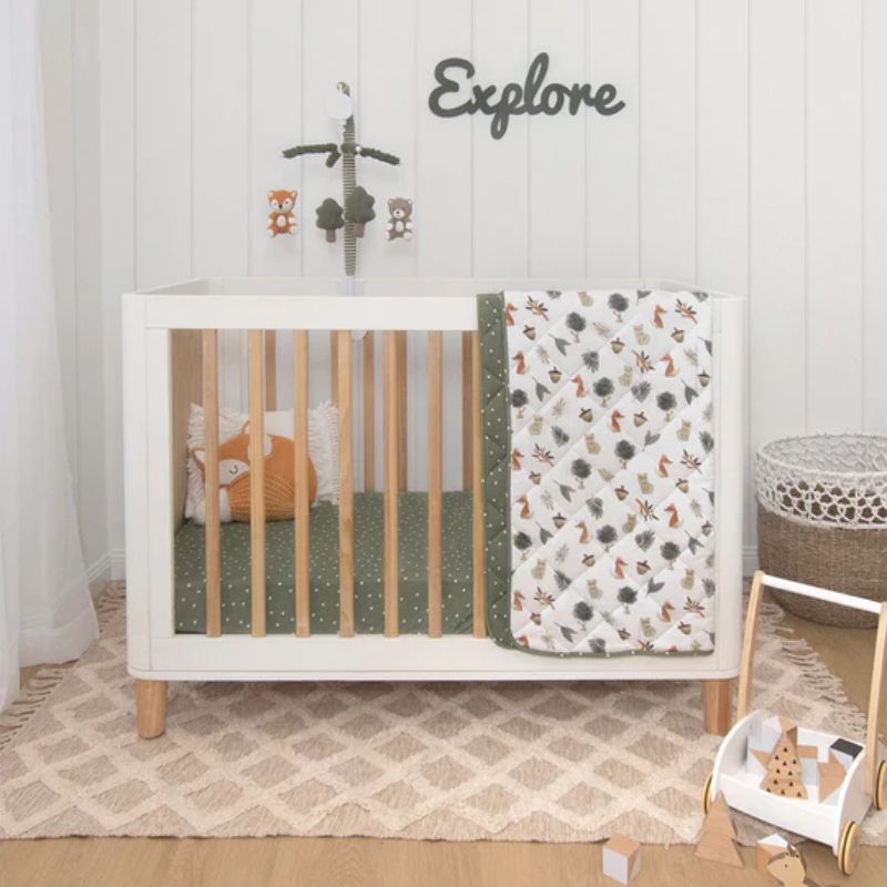 Fitted Cotton Crib Sheet Olive Spots