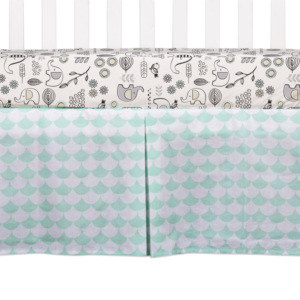 Bed Skirt  Green Scallop