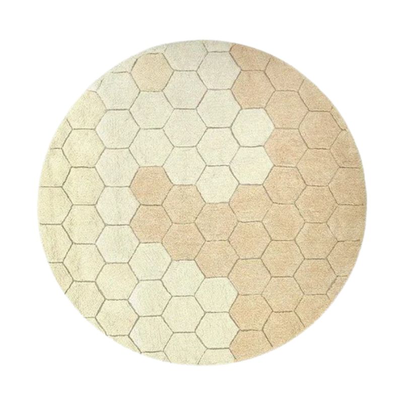 Round Honeycomb Washable Rug