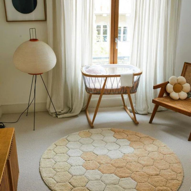 Round Honeycomb Washable Rug