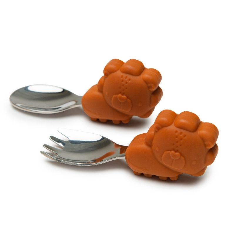 Toddler Learning Spoon and Fork Set Leo the Lion