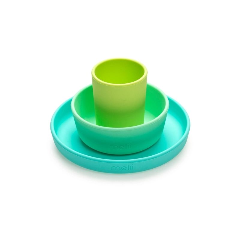 3 Piece Silicone Meal Set Lime/Mint/Blue