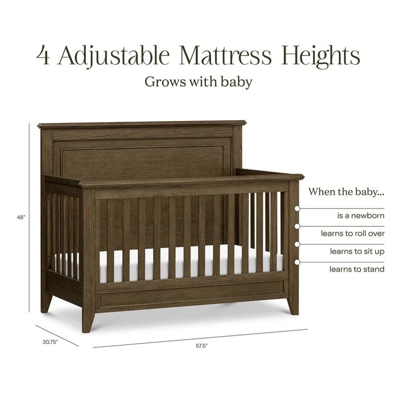 Barrow Rustic 4-in-1 Convertible Flat Top Crib