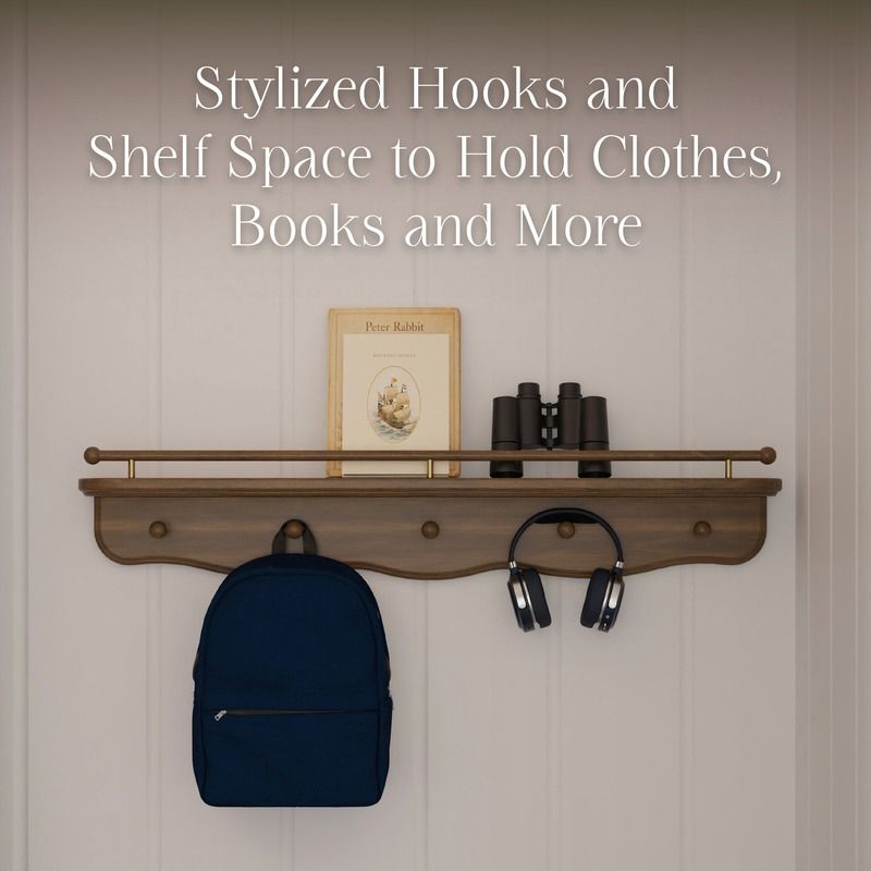 Liberty 31" Wall Shelf with Hooks