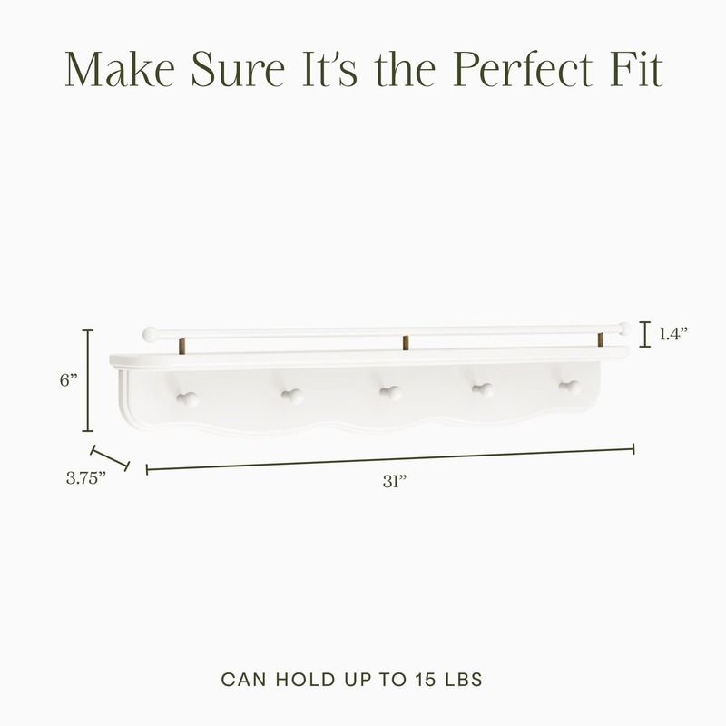 Liberty 31" Wall Shelf with Hooks