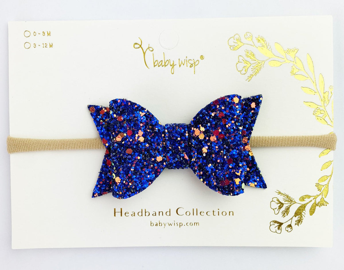 Bow Headband-Blue Glitter uniq