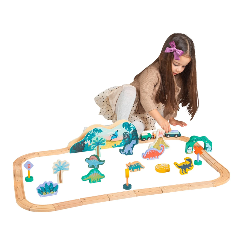 Coffret de train en bois T-Rex Express