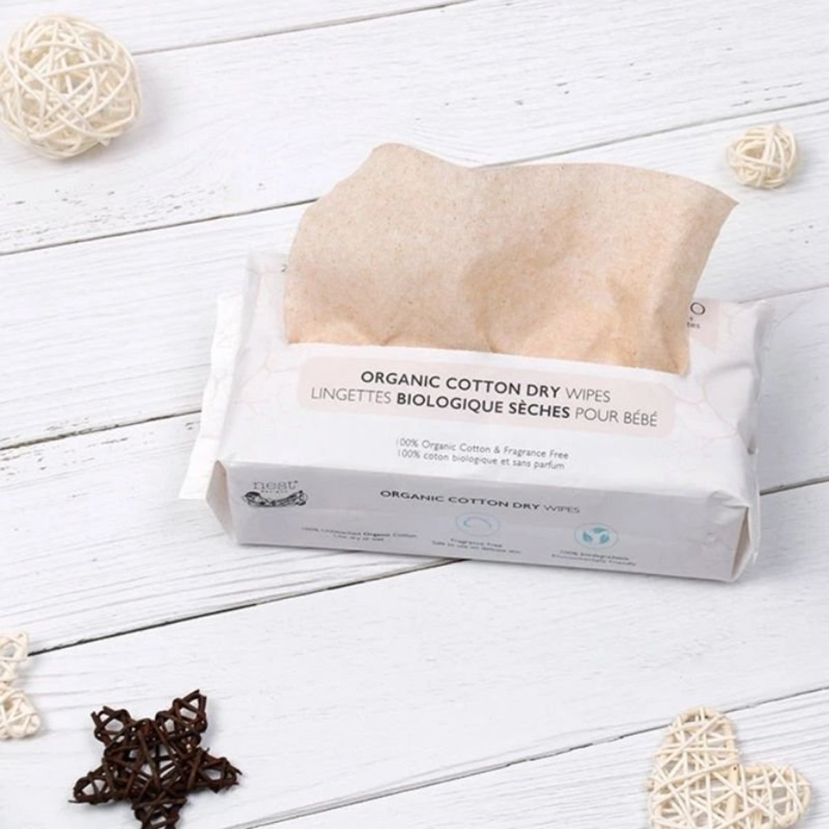 Organic Cotton Dry Baby Wipes - 80 Count