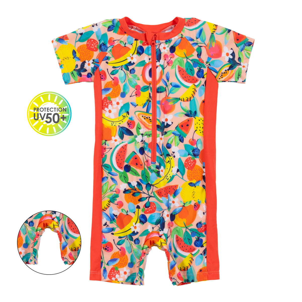 One-Piece Short Sleeve Rashguard Swimsuit