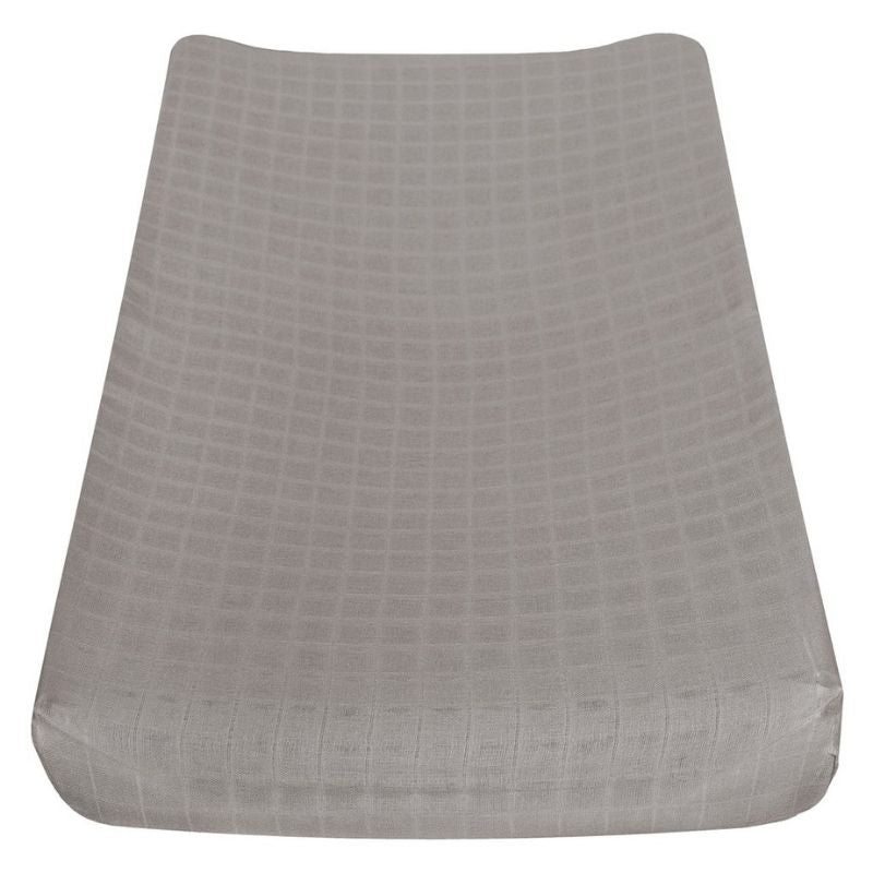 Cotton Muslin Changing Pad Cover Grey