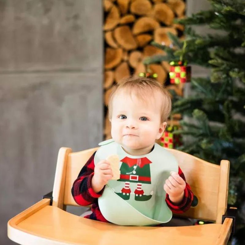 Ensemble de bavoirs en silicone des Fêtes - Le petit elfe le plus mignon