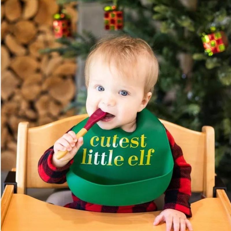 Ensemble de bavoirs en silicone des Fêtes - Le petit elfe le plus mignon