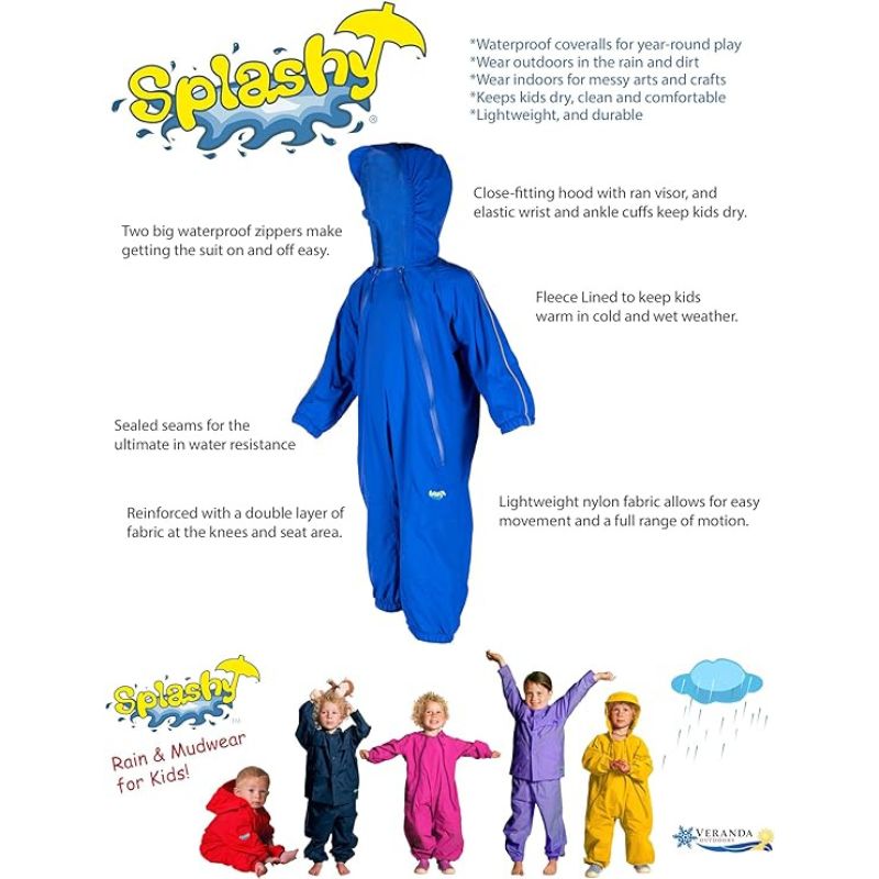 Waterproof Fleece Lined Coverall Rain, Snow and Mud Suit