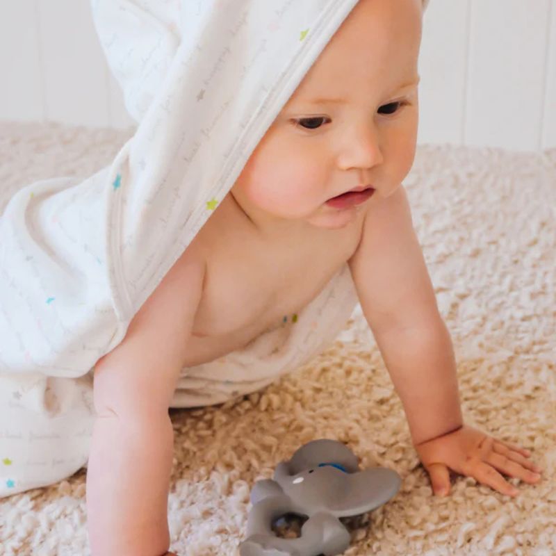 Alvin the Elephant Hooded Towel Gift Set with Rubber Teether