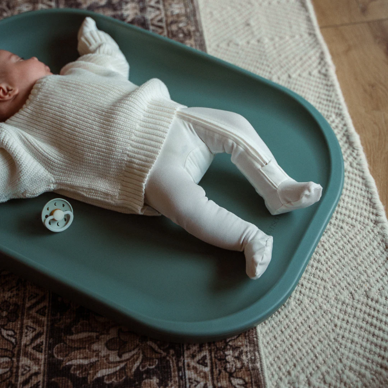 Wipeable Townsend Avenue changing pad, no cover needed, in thyme sage green