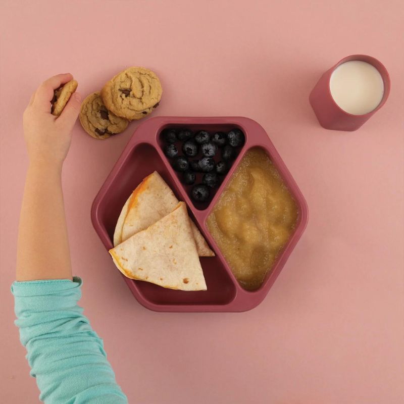Silicone Suction Plate  Burgundy