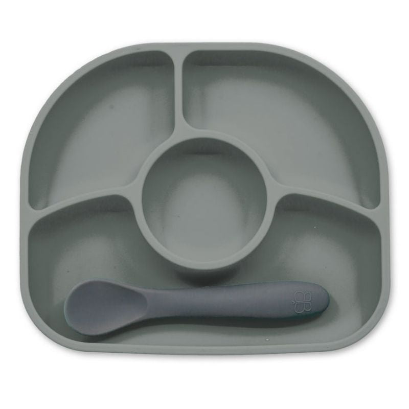 Yümi Silicone Plate and Spoon Set Grey