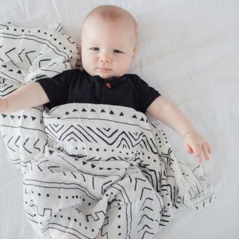 Luxe Muslin Swaddle Mudcloth White